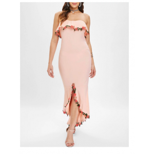 Rose Trim Bodycon Mermaid Dress - Light Pink